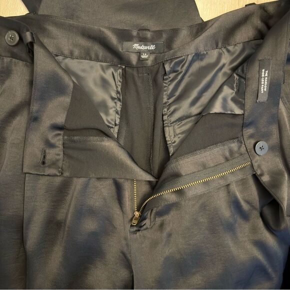 Madewell Harlow Silk Black Wide-Leg Trousers - Picture 10 of 16